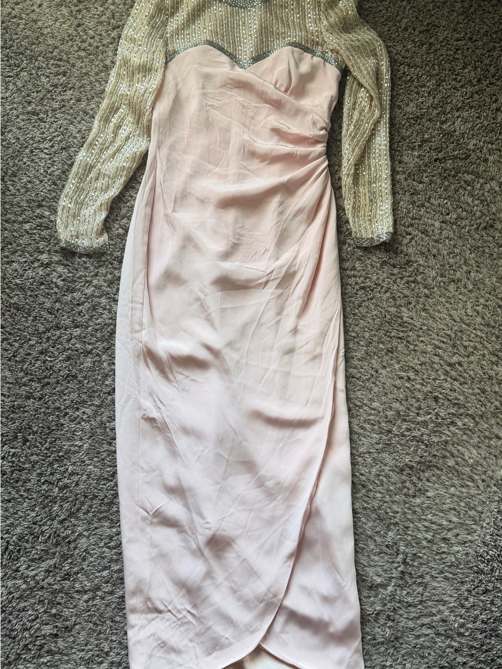 NWT Vintage Ann Lawrence I. Magnin Silk Beaded Pink Gown Size 10